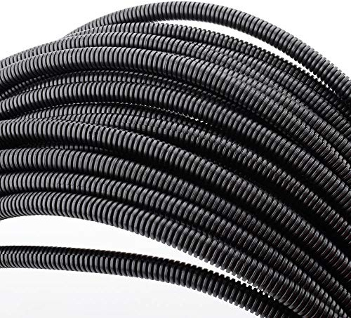 Split Wire Loom 30m x 6mm–Flexible Corrugated Conduit for Auto & Electrical | Durable PE Plastic Cover for Wires & Cables, Easy Split Design, Black