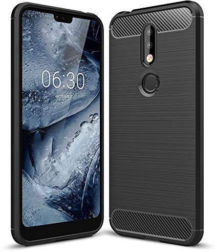 NALIA Hülle Handyhülle kompatibel mit Nokia 7.1 (2018), Ultra-Slim Silikon Case Cover, Dünne Crystal Phone Schutzhülle, Stoßfeste Etui Handy-Tasche Backcover Bumper Gummihülle Smartphone - Schwarz