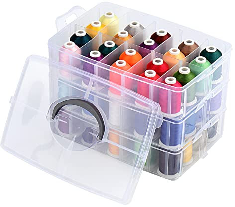 Simthread Maschinen-Stickgarn aus Polyester, 63 Farben, mit Kunststoff-Aufbewahrungsbox für Stickereien, Nähmaschinen