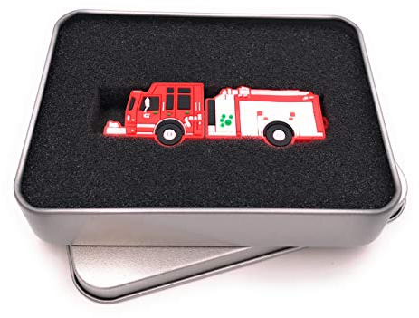 Onwomania Feuerwehr Auto Feuerwagen USB Stick in Alu Geschenkbox 64 GB USB 2.0