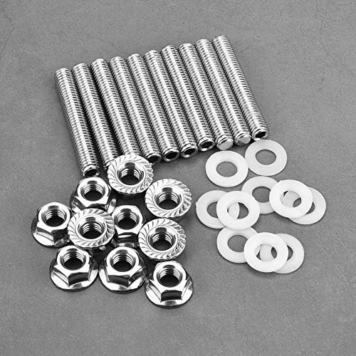 10pcs Kit de Goujon de Collecteur d'Echappement, Boulon de Goujon de Tête de Collecteur d'Echappement en Acier Inoxydable