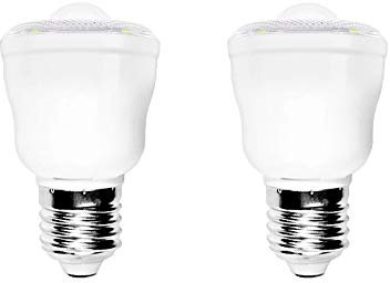WULUN 2er Pack LED Infrarot Bewegungsmelder Lampe Smart Birne Bewegungsmelder Nachtlicht für Sicherheit, E27 Sockel, 2W, 6500K Kaltweiß, Auto On/Off für Flur, Garten