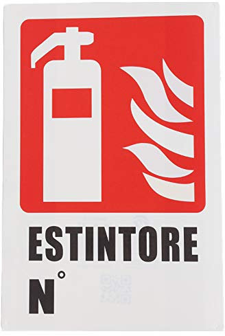 DOBO 12x Cartello ESTINTORE N Plastificato 20x30 cm Targa segnaletica direzionale Sicurezza sul Lavoro Tabella Avvertimento in plastica 12 cartelli PVC
