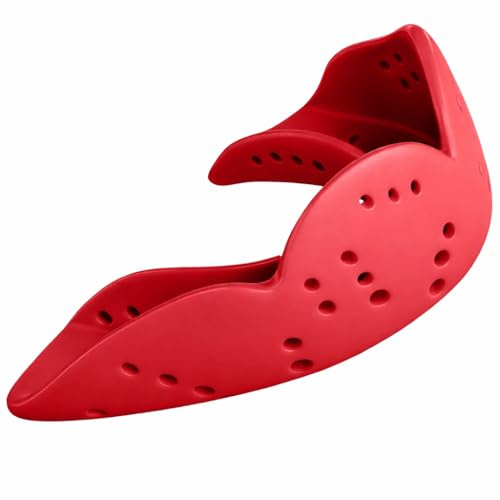 SISU Mouth Guard Aero - Intense Red - Ultra Slim Gumshield for Adults & Kids - Custom Fit Rugby Gum Shield- A Remouldable Sports Mouthguard for Boxing, MMA, Hockey - Large (Over 6' Tall)