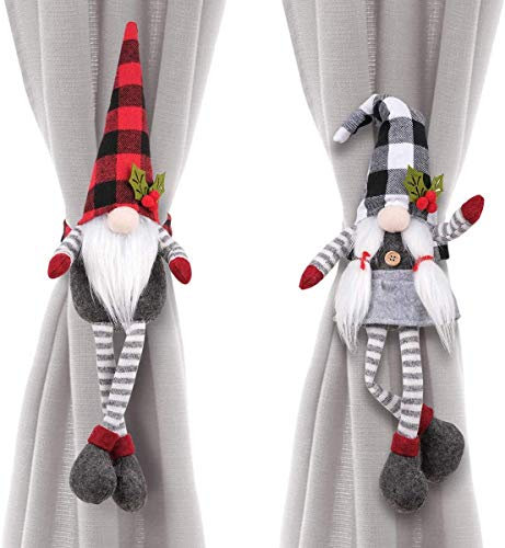 D-FantiX Weihnachtsvorhang-Rückhalter Set aus 2, Mr. und Mrs. Gnom Vorhanghalter Befestigungsclip Fenster Weihnachtsdekorationen für Zuhause