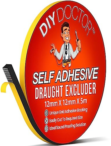 DIY Doctor Türdichtung Selbstklebend - 5m(L) x 12mm(W) x 10mm(D) Dichtungsband Selbstklebend - Moosgummi Selbstklebend - Dichtband Selbstklebend um Ihr Zuhause warmzuhalten