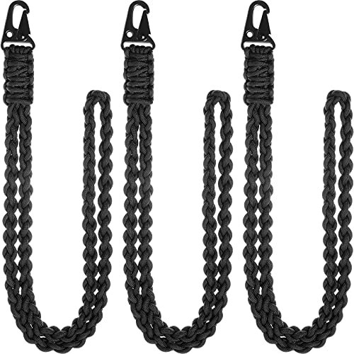 Tenare 3 Stück strapazierfähiges Paracord-Schlüsselband für Ausweise, Schlüsselhaken, Handgelenkschlaufe, Abzeichen, Schlüsselanhänger, Halskette, Outdoor, Kamera (schwarz)