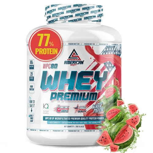 AS American Suplement | Premium Whey Protein | Proteína de Suero de Leche | Aumentar Masa Muscular | Alta Concentración de Proteína WPC80 | Kyowa Quality® (2 kg, Sandía)