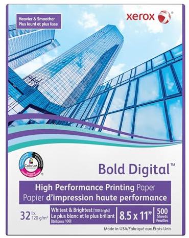 Xerox® Bold Digital™ Printing Paper, Letter Size, 100 Brightness, 32 Lb Text (120 gsm), FSC® Certified, White, Ream Of 500 sheets