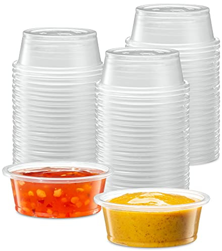 {1.5 oz,200 Cups} Clear Diposable Plastic Portion Cups No Lids, Small Mini Containers For Portion Controll, Jello Shots, Meal Prep, Sauce Cups, Slime, Crafts, Disposable Souffle Cups & Much more