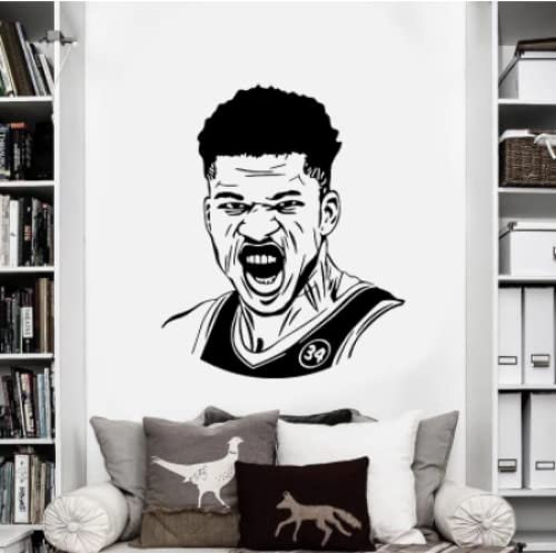 Basketball Superstar Letter Brothers Wall Decal Vinyl Basketball Sticker, Bucks Basketball Player Poster Home Boys Room Decor42x51cm