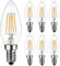 Levidon E14 LED Candle Light Bulbs Dimmable, 4W (Equivalent to 40W), Small Edison Screw (SES) 2700K Warm White Clear Filament - Pack of 6