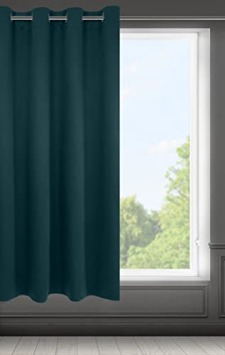 Eurofirany Logan Vorhang Blickdicht, Blackout, Satin Verdunkelungsvorhang mit Ösen -1 STK. Ösenvorhang, Elegant, Glatt, Einfarbig, Wohnzimmer, Schlafzimmer, 140x175 cm, Petrol