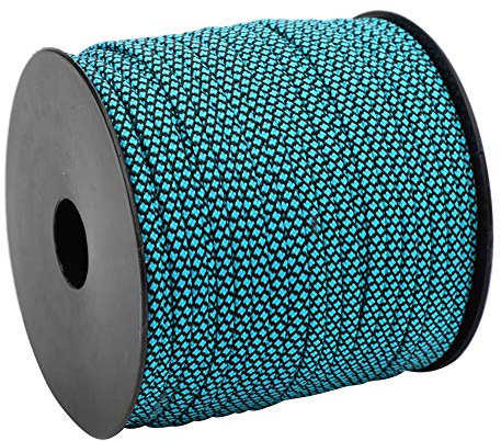 Nimomo Camping Seil Paracord dick 7 Kern Paracord Rettungs Zelt Lanyard Camping Seil 50M 4mm für Outdoor Armband Weben(Blau Schwarz)