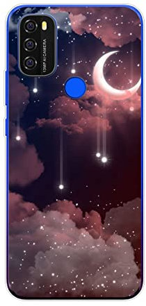 KARTXITAI Hülle Kompatibel mit Blackview A70/A70 Pro/A70 (E), Stoßfeste Schutzhülle mit Weiche Silikon Bumper Case Handyhülle Anti-Kratzt Transparent Rückseite - Sterne,Mond,Wolken,Himmel