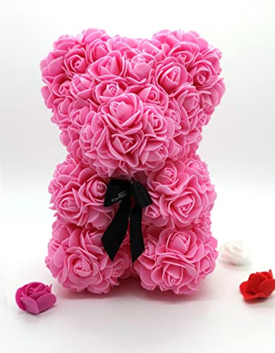 Yarhom Ours Rose, Ours Fleurs Artificielles, Romantique Forever Rose, Saint Valentin Cadeaux d'anniversaire De Noël pour Les Femmes Maman Petite Amie Papa (Rose)