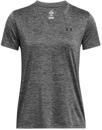 Under Armour UA Tech SSV Twist Camiseta de manga corta para mujer, camiseta de deporte cómoda, color gris brezo/gris acero/negro