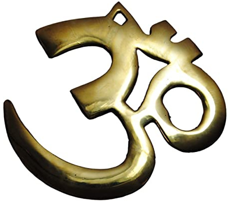 Terrapin Trading Messing OM AUM 4 / 8cm AUHM Plakette Symbol Hindu-buddhistischer Diwali Wandbehang Heimdekoration