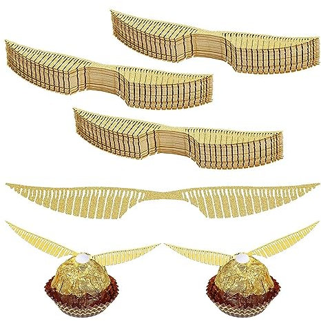 Gold Golden Flügel Kuchen Deko,50 Stück Dekoration Hexe aus Schokolade Cupcake Topper Geburtstags Deko Witch Torten Deko Für Süßigkeiten Fans Party Geburtstag Backen Muffin Topper Deko
