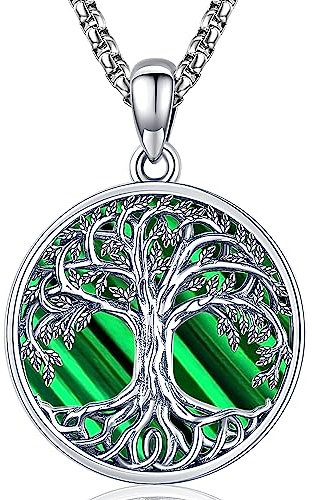 Friggem Albero della Vita Collana 925 Argento Sterling Ciondolo Albero della Vita con Celtica Nodo Gioielli Regalo per donne Mamma Figlia (Arbre de Vie-B-1)