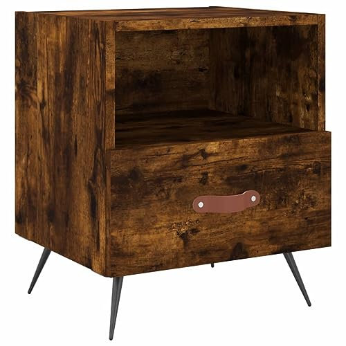 vidaXL Nachttisch, Nachtschrank mit viel Stauraum, Kommode für Schlafzimmer, Nachttischschrank Beistelltisch Aufbewahrung Nachtkästchen, Räuchereiche Holzwerkstoff