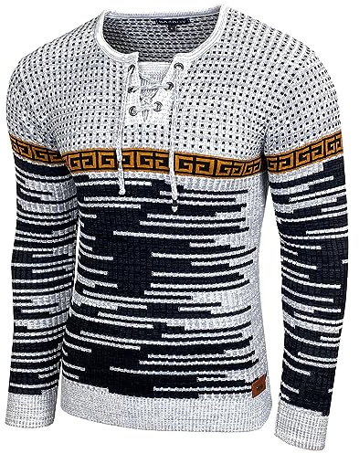 Baxboy Herren Strick-Pullover Rundhals | Männer Winter-Pullover | stylischer Strick-Pulli Basic Longsleeve Sweatshirt Sweater BB-52156