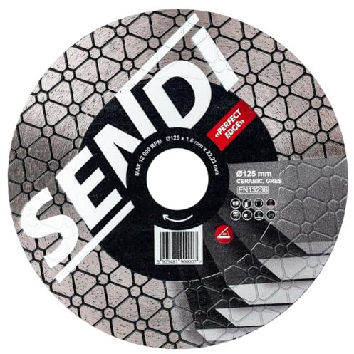 Disco de Diamante SENDI PERFECT EDGE - Especial para Ingletes/Corte 45 grados - Apto para Porcelanico,Gres,Pasta blanca...- Disco hecho para Alicatadores y Albañiles. (125mm)