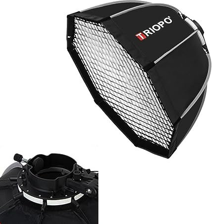 Triopo KX65 Soft Box 25,6 pollici/65 cm Softbox con griglia a nido d'ape, Softbox fotografico con ombrello ottagonale per Godox V1 AD200Pro Flash Speedlite Speedlight Soft Box diffusore di luce