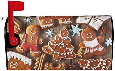 Couvertures magnétiques de boîte aux lettres, motif biscuits en pain d'épice, taille standard, 53,3 x 45,7 cm, pour décoration extérieure, jardin, maison