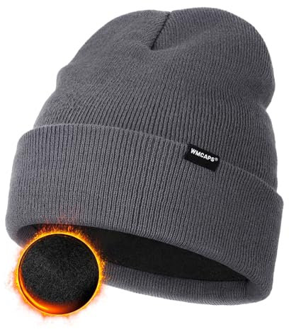 Wmcaps Klassische Mütze Herren Damen, Warm Fleece Wintermütze Strickmütze Winter Warme, Weich Stretchy, Atmungsaktiv Unisex Beanie Geschenke Männer Frauen, Neues Grau