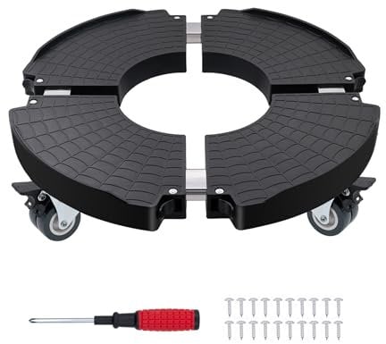 Mcbazel Porte Plante a Roulettes Réglable sur Roues 40-58CM 200KG Plateau Support Rulettes Charge Lourde Verrouillables Chariot Plantes 8 Roulettes Support Pot de Fleur Interieur,Parasol,Poubelle-Noir