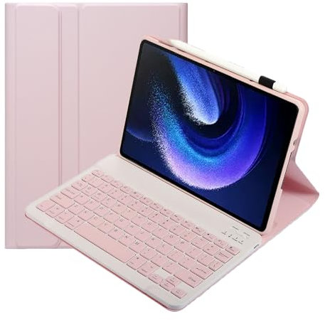 leleyo Custodia tastiera per Xiaomi Pad 6/6 Pro Cover tastiera wireless magnetica rimovibile per MI Pad6 / 6Pro (Rosa)
