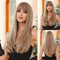 Allbell 24 Zoll Lange Gerade Blonde Perücke mit Pony Natürliches Synthetisches Haar Ombre Perücken für Frauen, Perücken mit Dunklen Wurzeln für die Tägliche Party Cosplay Tragen