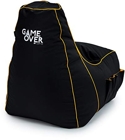 Game Over Chaise Pouf de Jeux Vidéos | Salle de Séjour Intérieure Fauteuil Gamer | Poches Latérales pour Les Manettes | Support de Casque | Conception Ergonomique (Mystisches Medaillon)