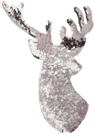 CEMELI 33 * 22cm Pailletten Weihnachten Hirsch Große Größe Pailletten Stickerei Patches Für Kleidung Eisen Auf Applikation Patches Stickerei Patches für Tuch