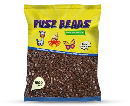Benny Beads Bügelperlen 1500 Stück, Midi-Größe 5mm, Kreatives Bastelzubehör DIY Fuse Beads (Dunkelbraun)