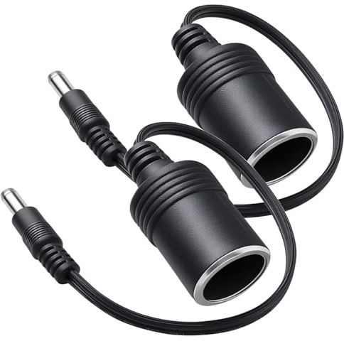 AYECEHI Cavo di alimentazione per accendisigari (2 pezzi) da presa accendisigari femmina a DC 5,5 mm x 2,1 mm, adattatore jack per caricabatteria da auto, batteria UPS di backup e generatore portatile