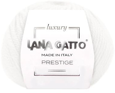 100% Kaschmir-Garn zum Stricken und Häkeln, Lana Gatto Luxury Prestige Line, 25 gr. 75 mt, (Weiss - 10001, 1)