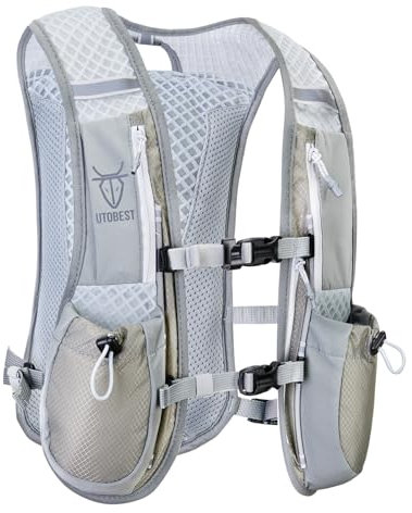 UTOBEST Trinkrucksack 5L, Laufweste, Herren Damen Ultraleicht Laufrucksack für Laufen, Marathon, Jogging, Radfahren (Grau