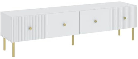 Oggi Armario de TV Neli blanco de 180 cm de 2 puertas con placa laminada de madera. Perfecto para tu salón
