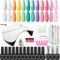 VANREESA 12 Colours Gel Nail Polish Set with 36W UV Lamp Pink Orange Green Glitter Spring Summer Colours Gel Nail Kit with Lamp Nail Polish Gifts for Women