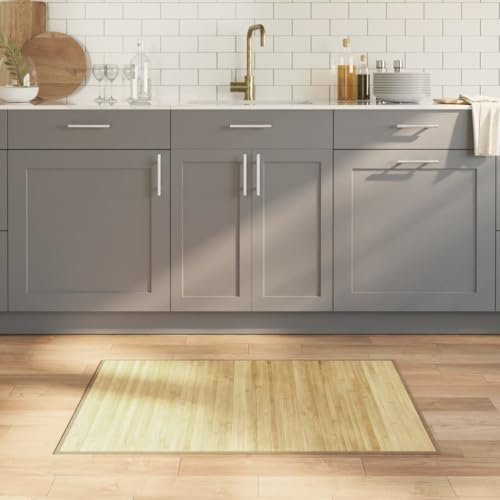 Tidyard Teppich Bambusmatte Wohnzimmerteppich Badezimmerteppich Bambusteppich rutschfest für Wohnzimmer,Läufer Küchenteppich Flurteppich Rechteckig Hell Natur 70x100 cm Bambus