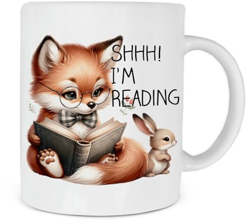 Shhh I'm Reading Book Lover Mug, Gift for Book Lovers, Librarian, Coffee & Tea Mug, Mum Birthday Christmas Mothers Day