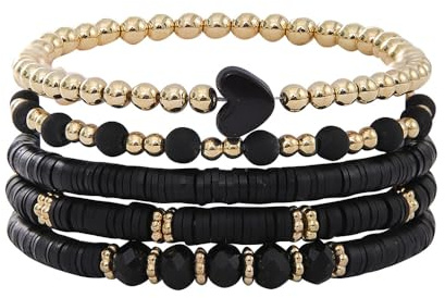 Joiigaem St. Patrick Day, mehrlagiges Perlenarmband, Herzform, Ton, stapelbar, buntes Armband-Set für Damen und Herren, Strandurlaub, Perlen-Armreif, Schmuck, One Size, Ton, Kein Edelstein