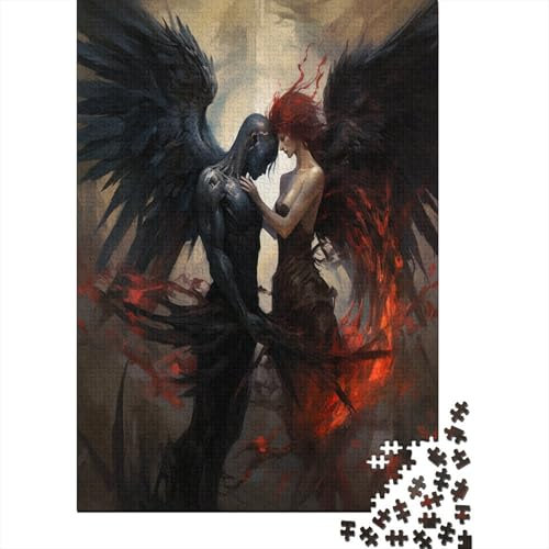 VesFy Modernes Puzzle 'Engel und Teufel' - 1000 Teile, 75x50cm, Karton, Jigsaw, Experten-Level, 1 Stück, für Erwachsene