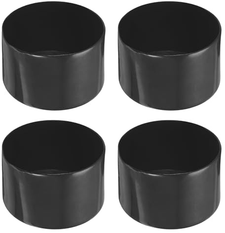Rebower 4 Stück PVC Endkappen, 100mm ID Abdeckkappen, Rund PVC Stopfen, Schutzkappen für Schrauben, Gewindebolzen, Möbelfüße, Zaunpfosten, Drahtseile, Rohr, Schwarz