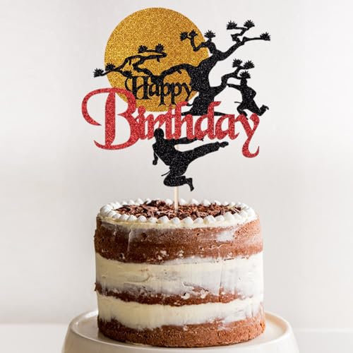 Kaoenla Martial Arts Happy Birthday Cake Topper, Glitter Karate Theme Party Decoration(martial arts)