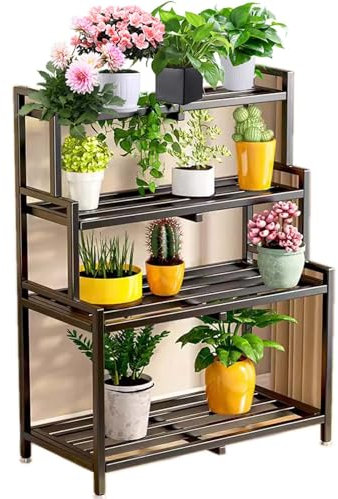 Grande étagère en métal robuste pour pot de fleurs d'intérieur et d'extérieur pour salon, terrasse, balcon