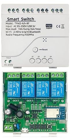 Fangxuee Tuya Smart Switch WiFi Switch DIY Timer AC 85V-250V 4CH MóDulo de AutomatizacióN del Hogar