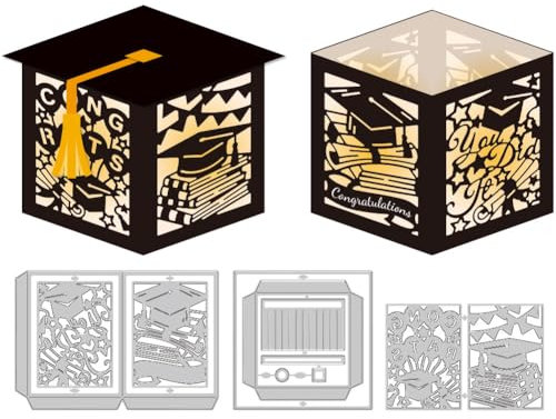DELORIGIN 3D Stanzformen Für Die Abschlusssaison Box Stanzschablonen Karbonstahl Hut Laterne Prägeschablonen Stanzschablonen Neuheiten 2025 Für Scrapbooking Kartengestaltung Basteln Einladungsdekor